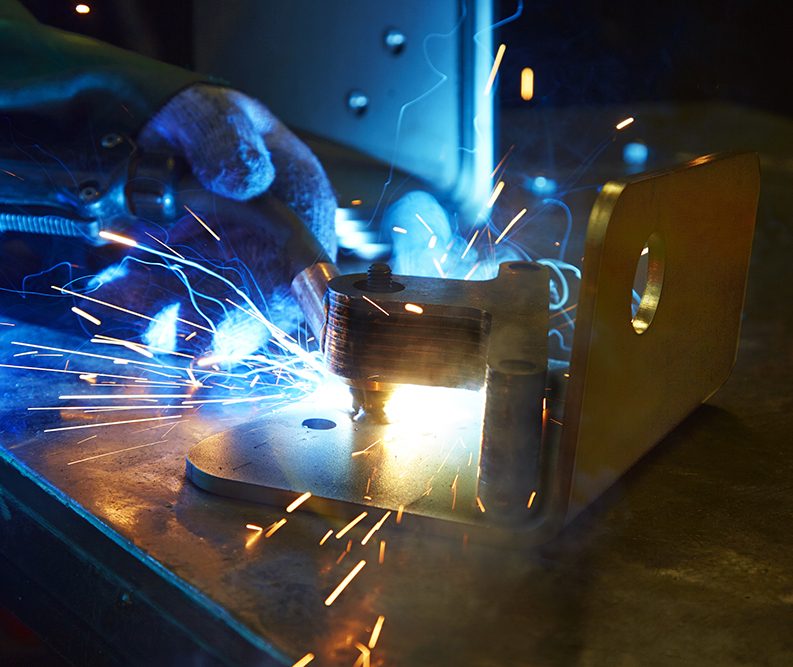 close up of metal being welded